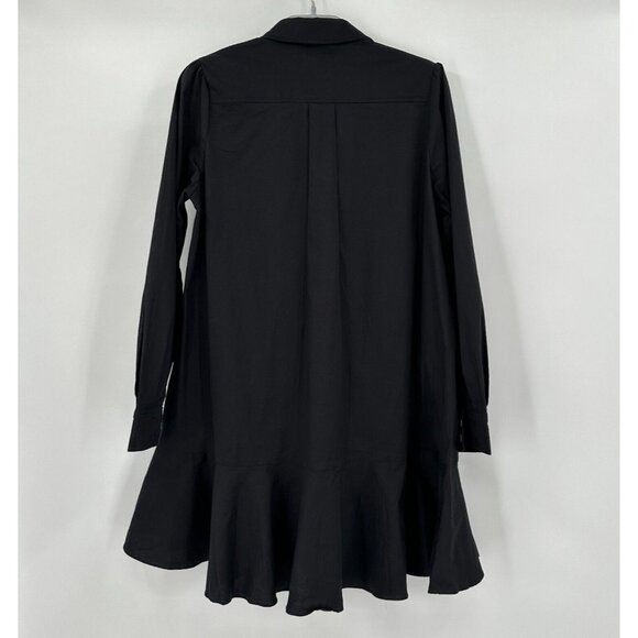 Tuckernuck Women's Black Callahan Shirt Dress Ruffle Hem Swing Style sz XS NWOT - Picture 6 of 7